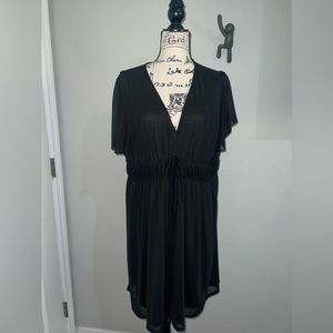 NWT Black Shear Dress with Ruffle Sleeves